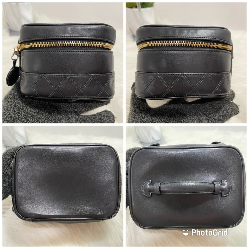 Lambskin Vanity Cosmetic Case Black #2 - Picture 9 of 15